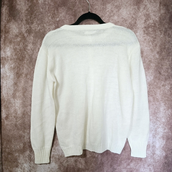 JC PENNEY Women's Size 10 Cream Long Sleeve Button Down Cardigan Sweater - Picture 2 of 2